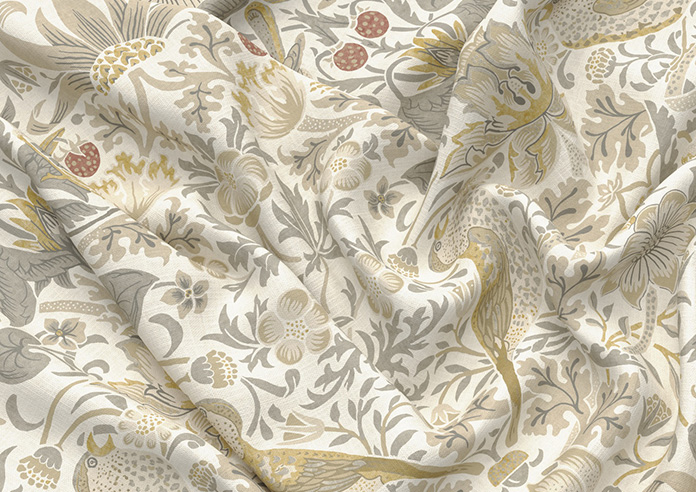 William Morris At Home Strawberry Thief, Ochre - Twist&Fit Roman Blind - Image 4